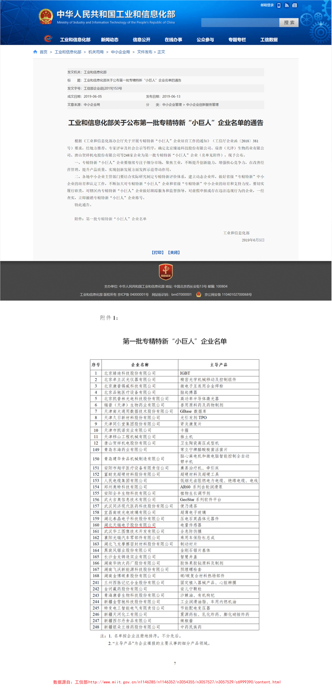 星空平台-星空（中国）公司入选全国第一批专精特新“小巨人”企业-1